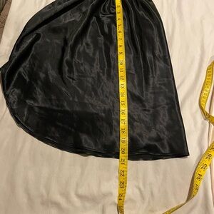 Sleek Black Satin Midi Skirt